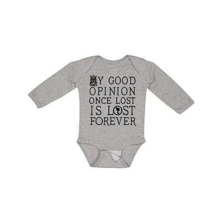 

Inktastic Jane Austen Good Opinion Quote Gift Baby Girl Long Sleeve Bodysuit