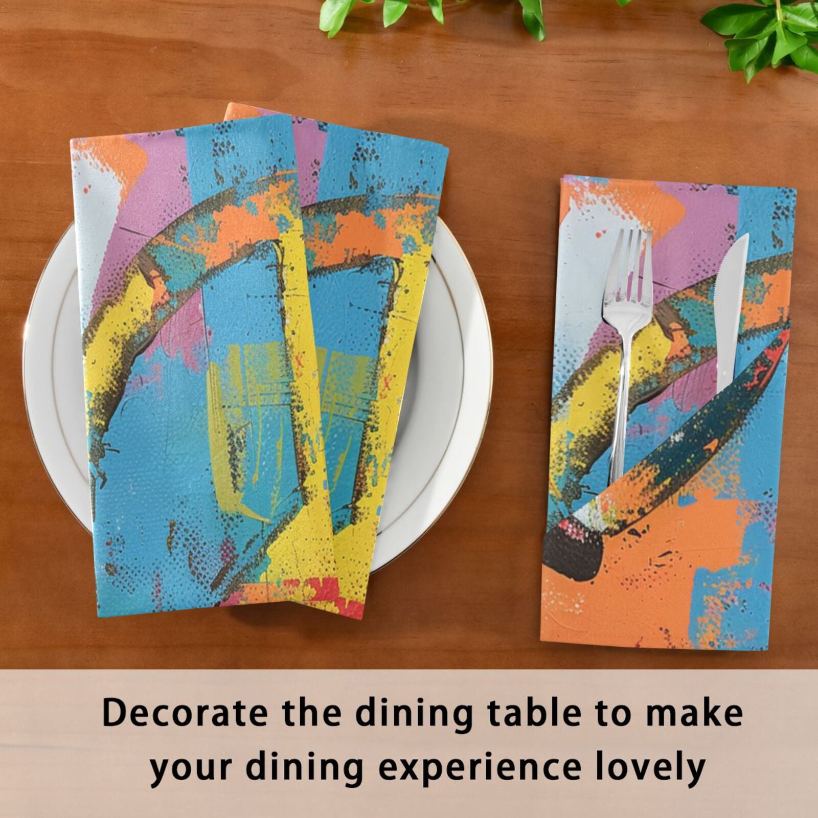 JSTEL Peace Sign Gesture Painting Cloth Napkins Set of 6, 20x20 Inch Washable and Reusable Napkin for Decoupage Dinner Party Everyday Use