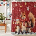 thumbnail image 6 of Red Christmas Shower Curtains for Bathroom, Squirrel Branch Ball Snowflake Watercolor Waterproof Fabric Shower Curtain for Bathroom Bathtub Decoration, Machine Washable, 60"x72", 6 of 9
