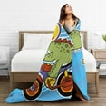thumbnail image 5 of Kll Fleece Blanket Plush Throw Blanket Funny Dinosaurs Pursue A Meat,Soft Fuzzy Cozy Flannel Blanket For Couch Sofa Bed.(40"X30"), 5 of 9