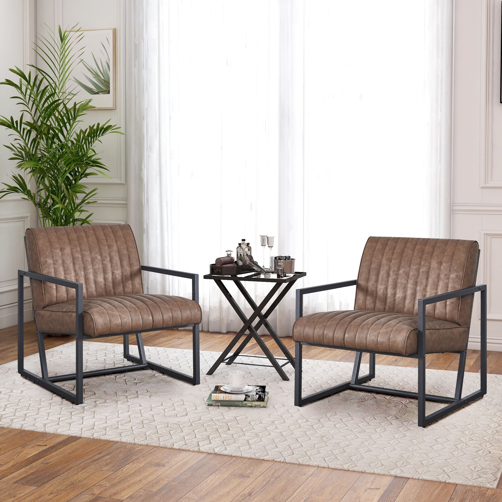 Kadyn Arm Chair, Single Sofa Chairs for Bedroom, Fabric Armchair for Living Room, Dark Brown