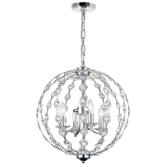 CWI Lighting Esia 4 Light Traditional Metal Chandelier in Chrome
