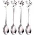 thumbnail image 1 of Paquete de 20 cucharas de café de hoja de acero inoxidable, vajilla, cucharas de postre, agitación, cucharadita de plata de 4,7 pulgadas, 1 of 4