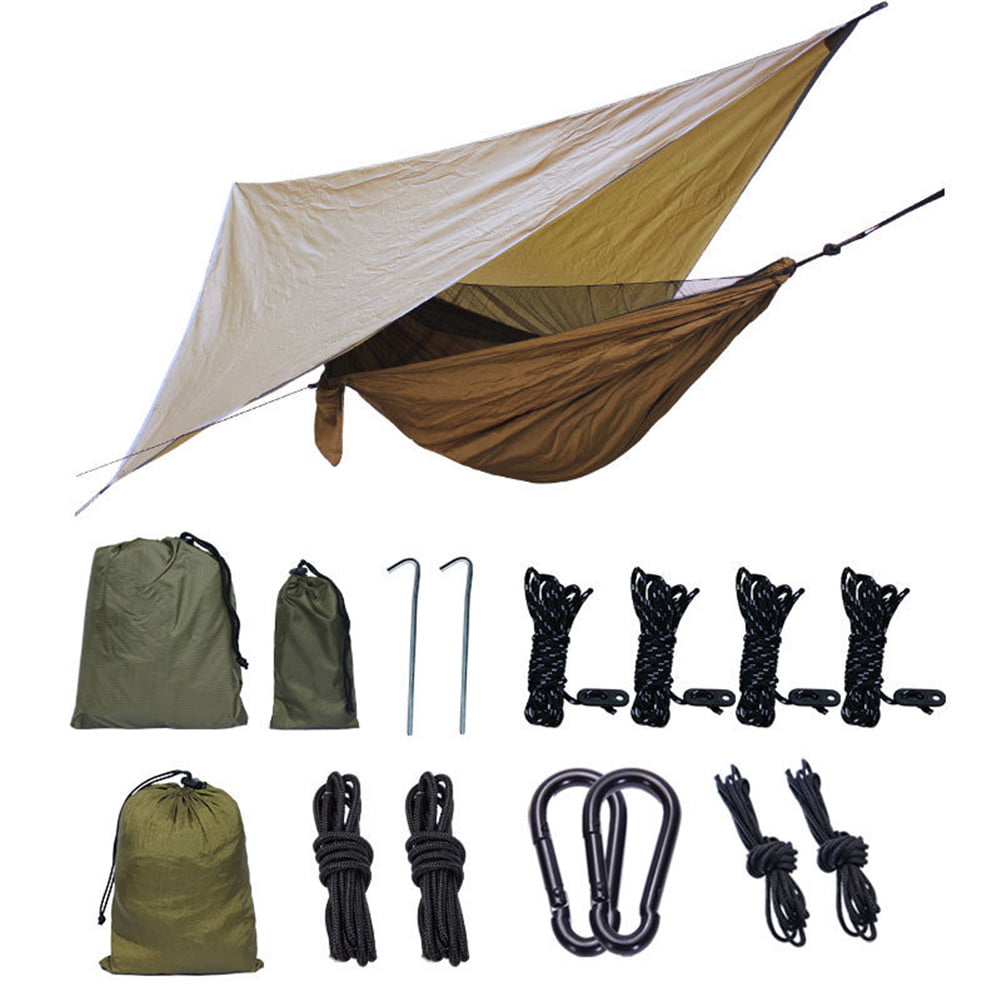 Outdoor Hammock Canopy Sun Rain Fly Tarp Camping Hanging Bed Tent & Mosquito Net 