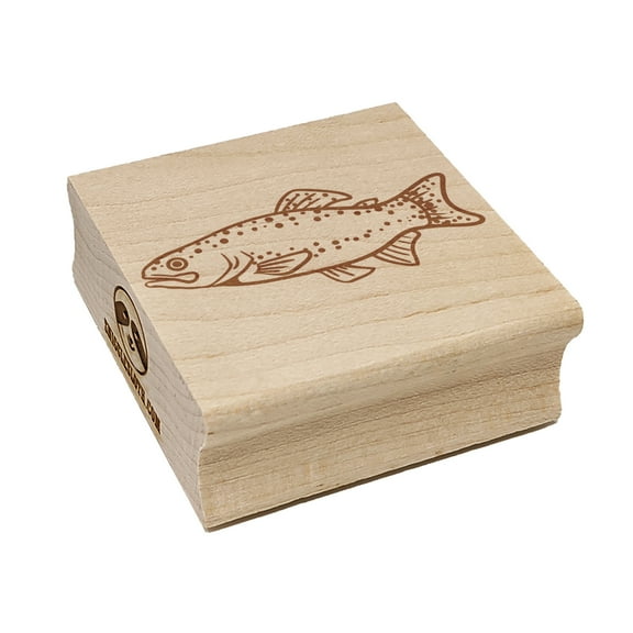 Rainbow Trout Fish with Spots Fishing Square Rubber Stamp Stamping Scrapbooking Crafting - Small 1.25in