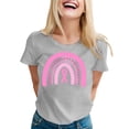 thumbnail image 1 of Hauts de Printemps pour Femmes Rose Imprimé Manches Courtes Col Rond T-Shirt Haut Blouse Décontractée T-Shirts Surdimensionnés pour Femmes Gris S, 1 of 4