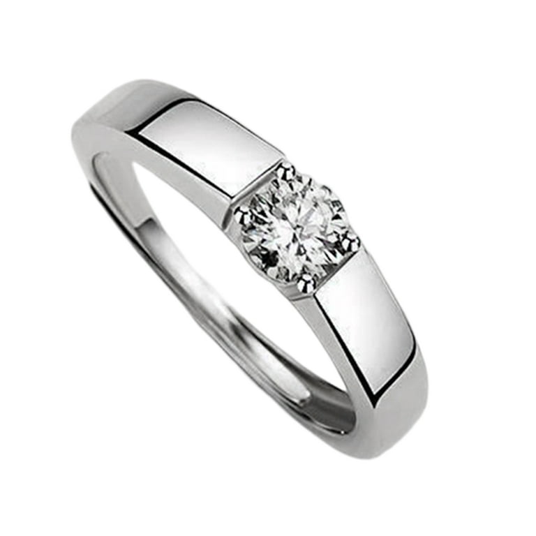 Waroomhouse Couple Ring Opening Adjustable Luxury Wedding Gift Sparkling  Rhinestone Women Men Ring Fashion Jewelry 