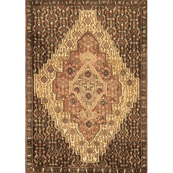 Ahgly Company Indoor Rectangle Medallion Brown Traditional Area Rugs, 7' x 9'