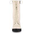 thumbnail image 6 of BLISSFUL STEP Women's Lace Up Platform Block Heel Mid Calf Combat Boots Beige 8, 6 of 7