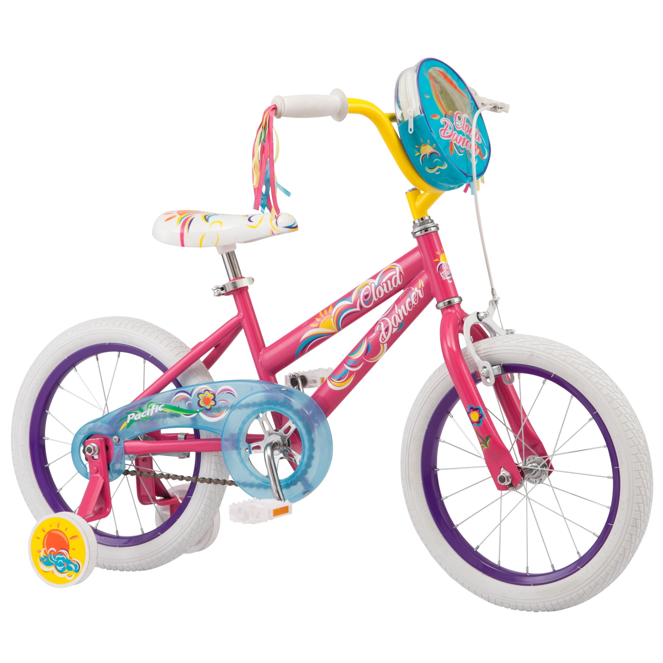 Pacific Cloud Dancer 16" Bike, for Girls Ages 3-7 Years, Pink, by Pacific Cycle