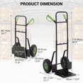 thumbnail image 2 of STRELECT Hand Truck and Dolly with 10" Rubber Wheels & 35" - 45" Telescoping Handle, 400Lbs, Black & Green, 2 of 6