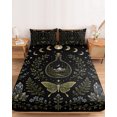 thumbnail image 2 of Full Size Fitted Sheet Set - Rustic Flowers Leaves 3 Piece Bedding Sets 16" Deep Pocket Fitted Sheet with 2 Pillowcases, Farmhouse Moon Star Botanical Butterfly Brushed Microfiber Hotel Bed Sheets, 2 of 9