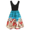 thumbnail image 1 of Vestido acampanado Vintage con estampado de notas musicales de gatos navideños sin mangas a la moda para mujer Fridja hjkh591, 1 of 1