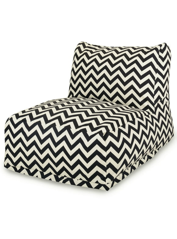 Majestic Home Goods Indoor Outdoor Black Chevron Chair Lounger Bean Bag 36 in L x 27 in W x 24 in H