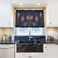 thumbnail image 5 of Yayeee Kitchen Curtains Tier Pair Light Filtering 27"x24" Rod Pocket Short Cafe Window Panel, Red and White Fireworks Pattern, 5 of 7