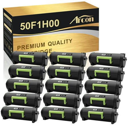 Arcon 15-Pack Compatible Toner for Lexmark 50F1H00 501H MX310dn MS310 MS312dn MS315dn MS410d MS415dn (Black) Arcon Compatible Toner Cartridges & Printer Ink offer great printing quality and reliable performance for professional printing. It keeps low printing cost while maintaining high productivity. Product Specification: Brand: Arcon Compatible Toner Cartridge Replacement for: Lexmark 50F1H00 501H Compatible Toner Cartridge Replacement for Printer: Lexmark MS310d/MS310dn/MS312dn/MS315dn/Lexmark MS410d/MS410dn/MS415dn Lexmark MS510dnLexmark MS610de/MS610dn/MS610dte/MS610dtnLexmark MX310dn/MX410de/MX510de/Lexmark MX511de/MX511dhe/MX511dteLexmark MX610de/Lexmark MX611de/MX611dfe/MX611dte/MX611dhe Pack of Items: 15-Pack Ink Color: 15 * Black Page Yield (based upon a 5% coverage of A4 paper): 15*5000 Pages Cartridge Approx.Weight : 15.87 Pounds Cartridge Dimensions (Per Pack): 12.99 x 4.53 x 5.31 Inches Package Including: 15-Pack Toner Cartridge