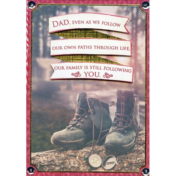 Designer Greetings Boots and Compass with Ribbon and Sequins Hand Decorated Designer Boutique Keepsake Birthday Card for Dad
