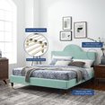 thumbnail image 2 of Platform Bed Frame, King Size, Blue, Velvet, Modern Contemporary, Bedroom Master Guest Suite Room, 2 of 10