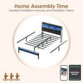 thumbnail image 5 of Casacomoda Twin Size Bed Frame with Storage Headboard, Metal Platform Bed Frame with Storage Drawer, Bed Frame with Charging Station & LED Light, No Box Spring Needed, Modern Black, 5 of 10
