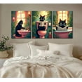 thumbnail image 4 of Funny Black Cat Bathroom Canvas Wall Art Black Cat Reading Newspaper On The Toilet Wall Decor Pictures Painting Green Botanical Plant Animal Bathroom Posters Prints, 4 of 6