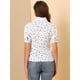 thumbnail image 5 of Camisa floral Allegra K para mujer con Ribete de encaje cuello En punta Abotonado Blanco S, 5 of 6