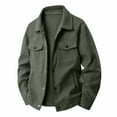 thumbnail image 2 of CCRFTGI Mens Fall Jackets Causal big and tall Long Sleeve Jackets Loose Fit Button Lapel Cargo Jacket Vintage Winter Shacket Jackets with Pockets Army Green M, 2 of 4