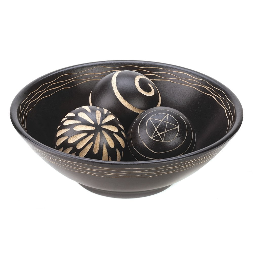 Decorative Ball Set, Office Decorative Balls For Bowls Black Mdf Wood