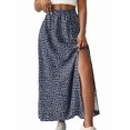 thumbnail image 2 of Women'S Floral Print Wrap Skirt, Casual Side Slit Midi Skirt for Vacation & Resort Wear Royal Blue M, 2 of 9