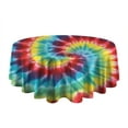 thumbnail image 5 of Colorful Tie Dye Pattern Round Tablecloth 60"x60",Wrinkle Wipeable Table Cloth for Kitchen Dining Room Picnic Patio Party, 5 of 6