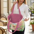 thumbnail image 3 of ZUXONGSY Pomeranian Floral Print Fashion Reversible Tote Bag for Women – Lightweight Quilted Shoulder Bag with Trendy Prints & Classic Side, Pink, 3 of 6