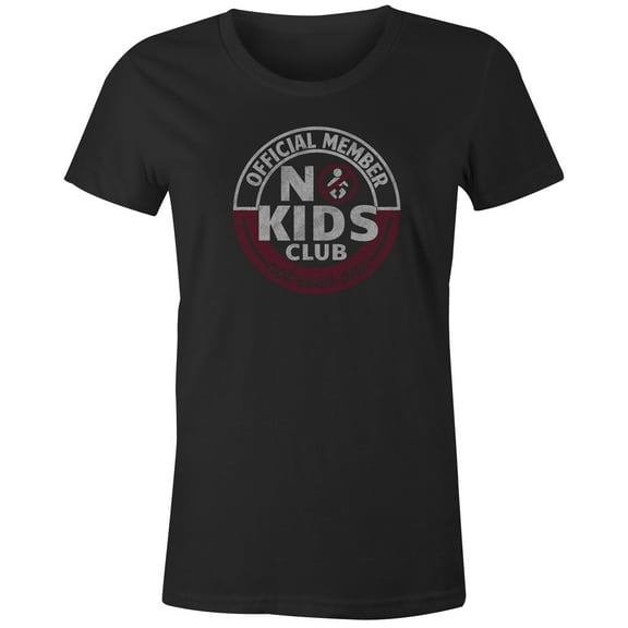 9 Crowns Tees Official Member of the No Kids Club Funny T-Shirt (Juniors Black, XS)