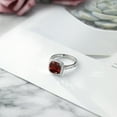 thumbnail image 6 of Gem Stone King 3.10 Cttw Red Garnet and White Created Sapphire Ring for Women | 925 Sterling Silver | Cushion Cut 8MM | Gemstone Birthstone | Available in Size 5,6,7,8,9, 6 of 6