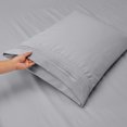 thumbnail image 3 of Home Bedding Set Bed Sheet Mattress Cover Pillowcase Solid Color Polyester Bedding Kit grey king, 3 of 7