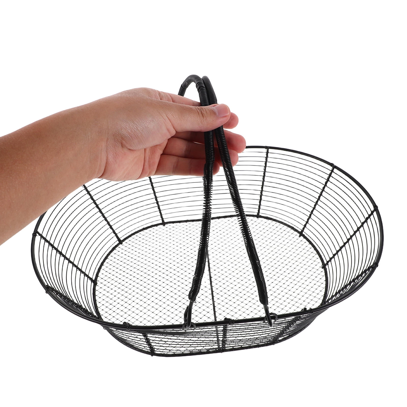 BESTYASH Black Metal Wire Basket with Handles for Kitchen Storage Mesh Design for Fruits and Snacks