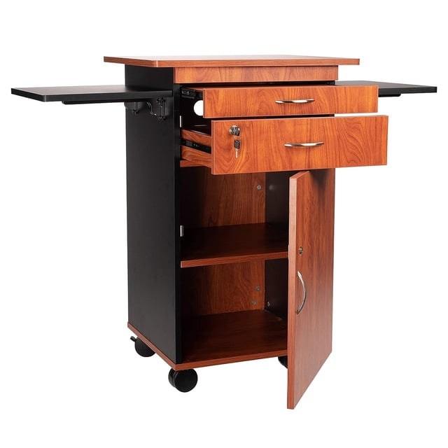 Oklahoma Sound Rolling Portable Multimedia Presentation Cart, Cherry/Black