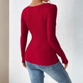 thumbnail image 4 of Womens Long Sleeve Stretch Crewneck Ribbed T-Shirt Slim Fit Casual Basic Knit Tops, 4 of 5
