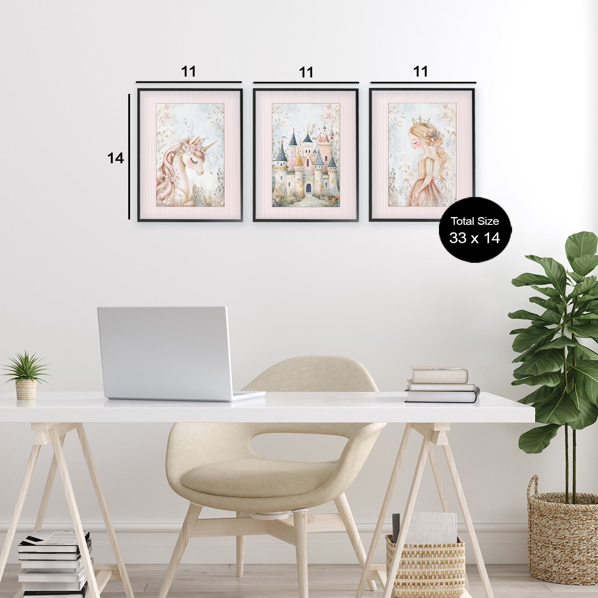 Stupell Industries Fantasy Enchanted Dreams 3 Piece Black Framed Giclee Art Set, design by Christine Simpson Art
