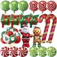 thumbnail image 2 of Globos de aluminio navideños, globos con forma de bastón de caramelo, globos grandes de Mylar rojo y verde para decoración de fiestas navideñas, 2 of 5