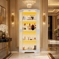 thumbnail image 6 of Glass Display Cabinet, 4-Tier Curio Cabinets with 3 Color Lights, Corner Curio Cabinets for Collectibles/Toys/Books, Storage Cabinets with Human Body Sensor & Charging Ports for Living Room, 6 of 7