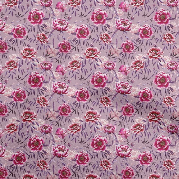 oneOone Viscose Jersey Mauve Fabric Florals Quilting Supplies Print Sewing Fabric By The Yard 60 Inch Wide