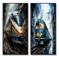 thumbnail image 2 of Designart "Geometric Momentum Golden Train I" Train Framed Wall Art Set Of 2 - Gold Transportation Frame Gallery Set For Office Decor, 2 of 7