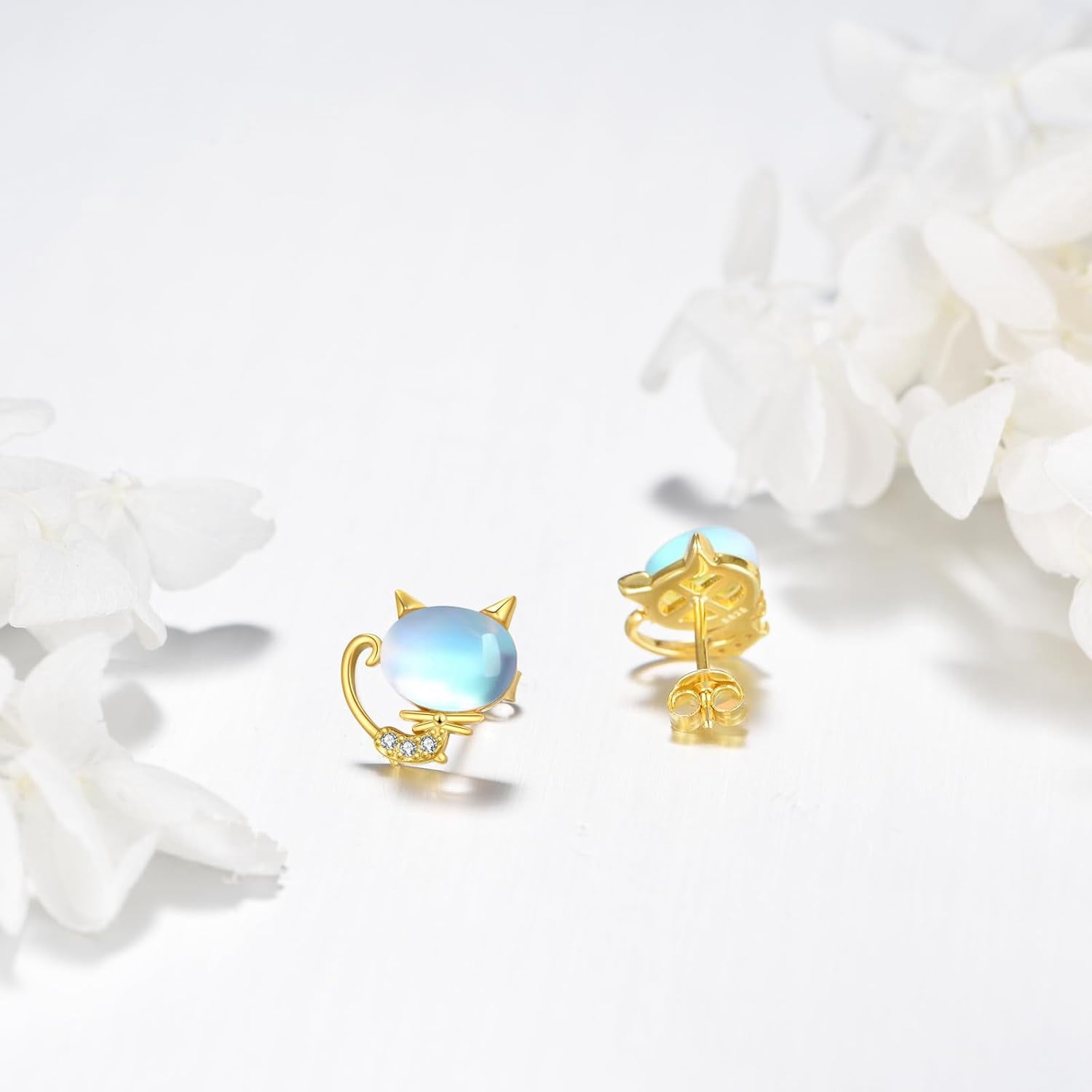 Cat Earrings Sterling Silver Dangle Drop Leverback Earrings Jewelry Gifts for Women