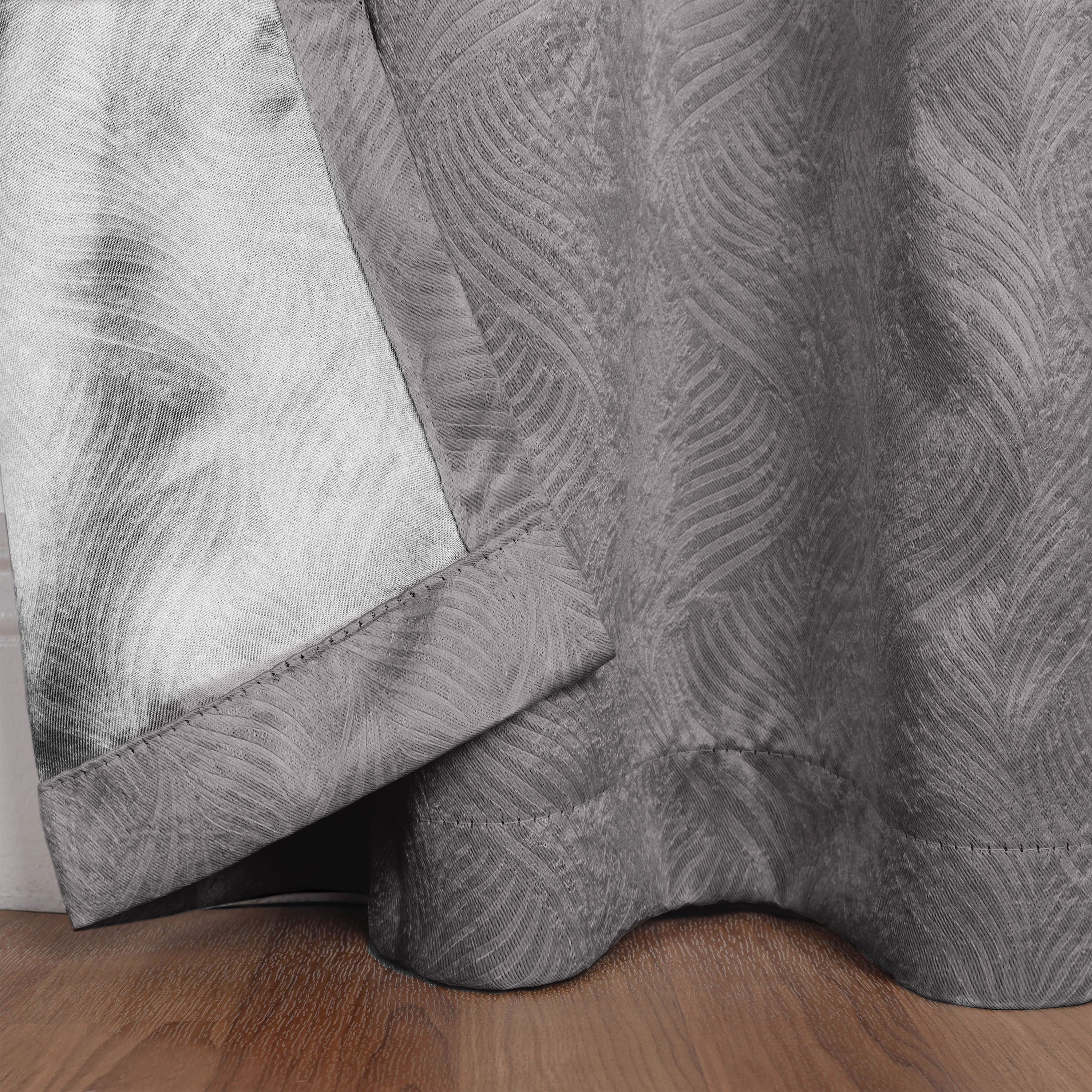 Superior Wave Blackout Grommet Curtains Panel Set, Silver, 42" x 108"