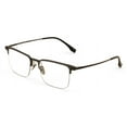 thumbnail image 2 of Men Aluminum Optical Frame Wide Fitment Rectangular Reading Glasses with Titanium Temple Half Rimless 145MM Ti03 +2.75, 2 of 5
