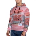 thumbnail image 3 of Kdxio Pastel Pink Beach Cafe Print Mens Casual Hooded Collar Drawstring Hoodies Pullover Sweatshirts Casual Long Sleeve Shirts-X-Large, 3 of 7