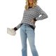 thumbnail image 2 of VISgogo suéter femenino, cuello redondo de color en contraste, manga larga, prendas de punto de retazos, traje de otoño, S/M/L/XL VISgogo moda, 2 of 4