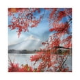 thumbnail image 1 of Mountain Decorative Satin Napkins Set of 4, Far Away View of a Mountainous Area in Autumn, Square Fabric Party & Dinner Napkin, 18", Vermilion Pale Sky Blue, by Ambesonne, 1 of 2