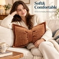 thumbnail image 5 of Bow Pillow 11.8 X 19.7 in Chenille Waist Cushion Vintage Texture Scandinavian Decorative Throw Pillow for Sofa Bed Living Room Bedroom Home Decor, Soft Lumbar Support, Home Decoration Pillow, Red, 5 of 6