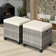 thumbnail image 2 of Costway 2PCS Patio Rattan Cushioned Ottoman Seat  Foot Rest Table Beige, 2 of 10