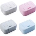 thumbnail image 1 of 4 Piezas Caja de Jabón de Viaje Portátil Caja de Jabón de Plástico Contenedor de Plato con Esponja de Lixiviado para Baño Senderismo al Aire Libre Camping Gimnasio - Blanco + Rosa, 1 of 5